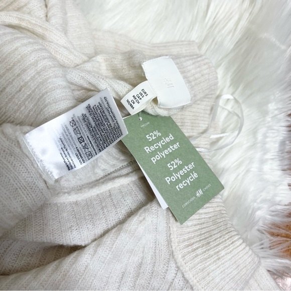 NWT H&M Crewneck Pullover Ribbed Sweater Cream Ivory Size Small - Picture 6 of 14